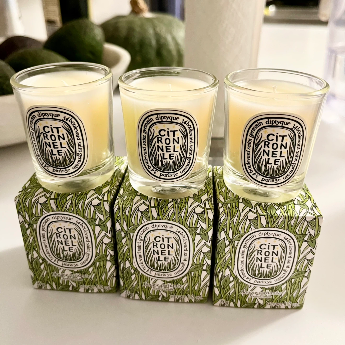 Diptyque Citronnelle Scented Candle - Set of 3