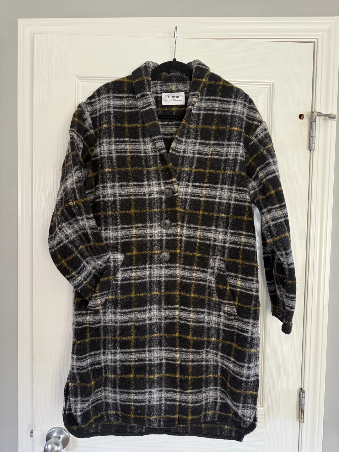 RUMERE Plaid Wool Blend Coat - Size S