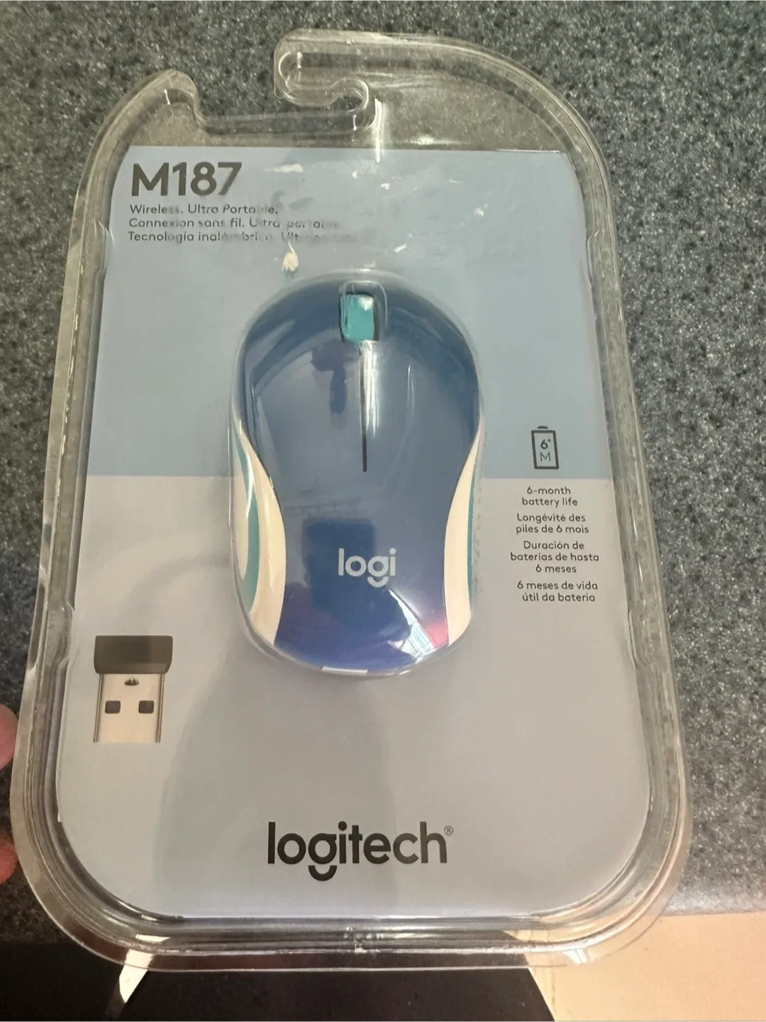 New Logitech M187 Wireless Mouse - Blue thumbnail