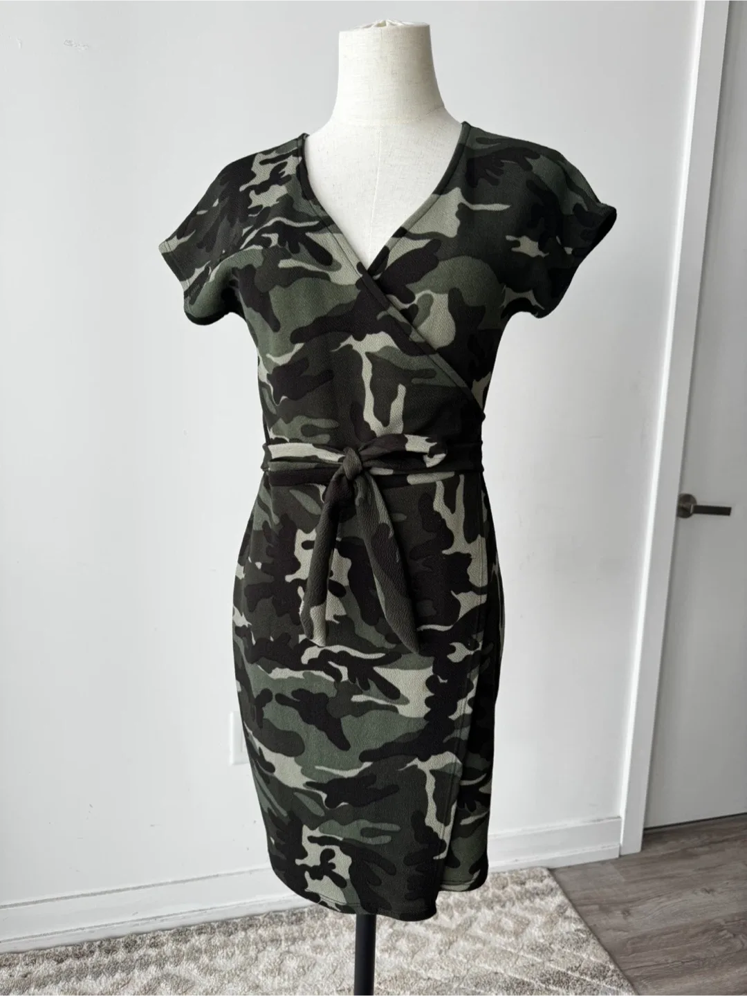 Camouflage Print Wrap Dress thumbnail