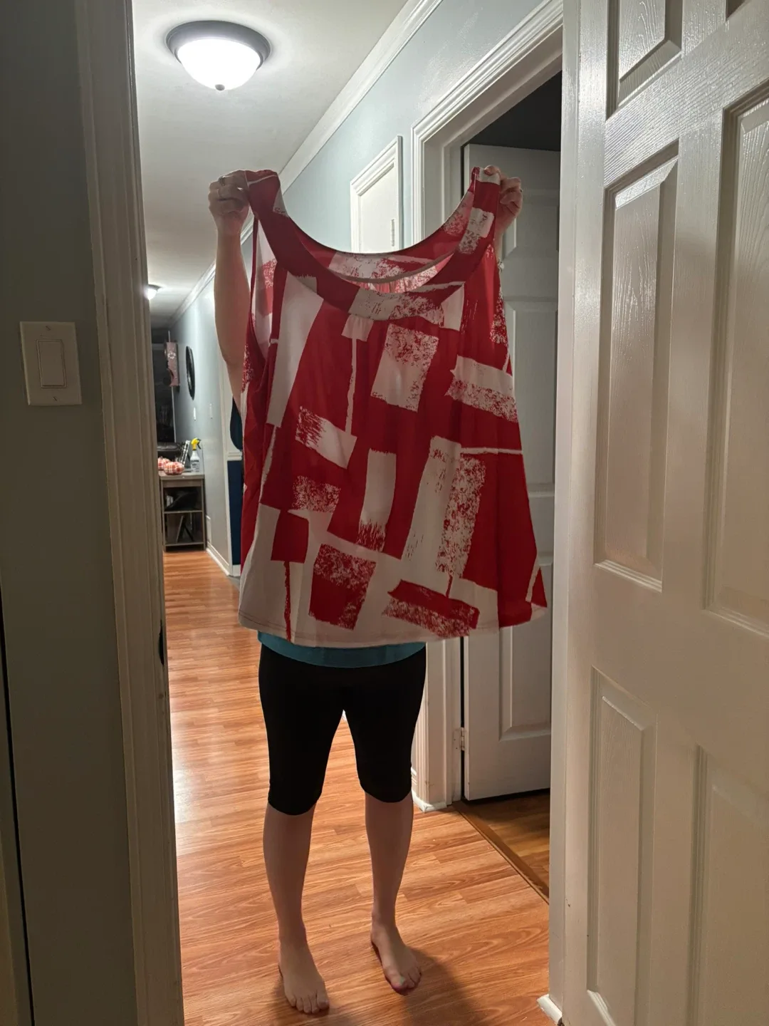 Red & White Patterned Tank Top thumbnail