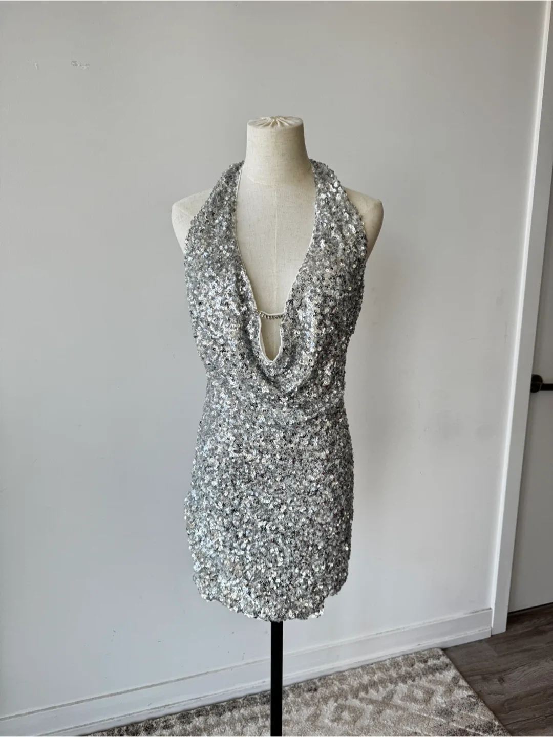 Silver Sequin Mini Dress thumbnail