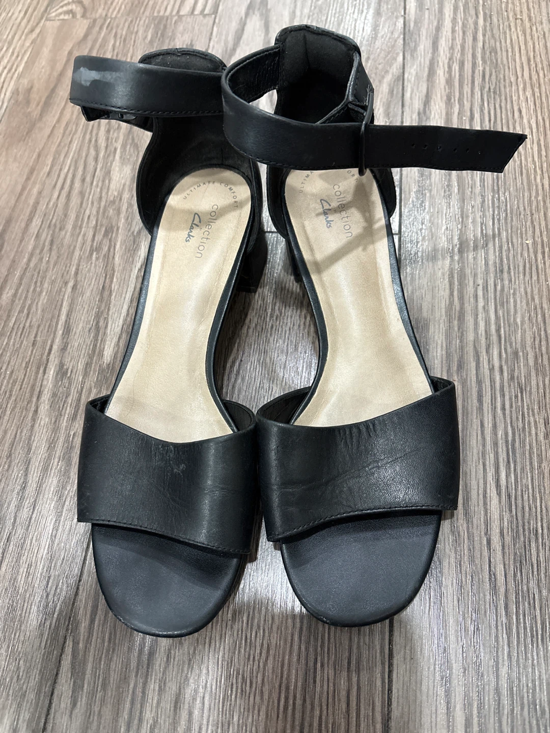 Clarks Collection Black Sandals, Size 8