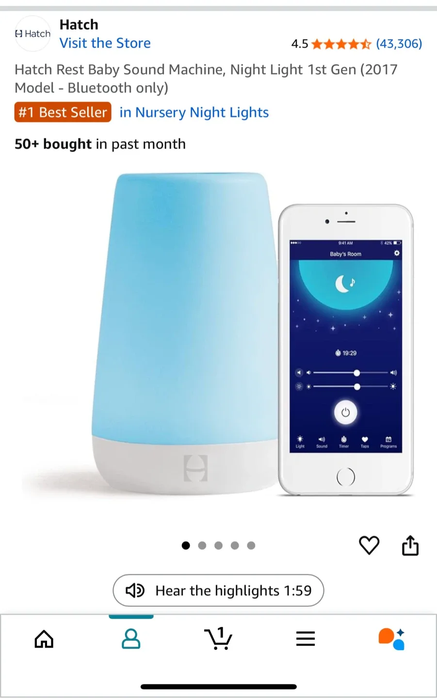 Hatch Rest Baby Sound Machine & Night Light thumbnail