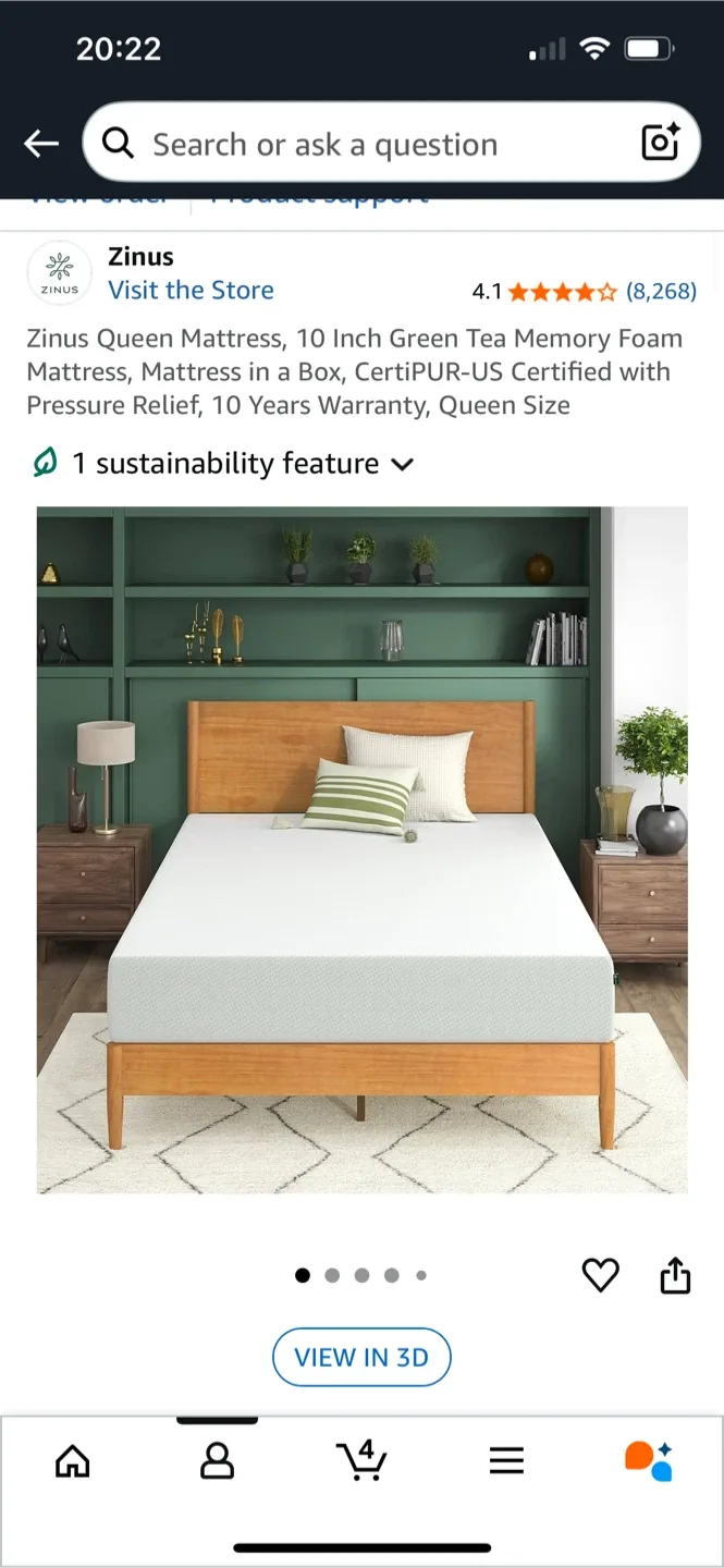 Zinus Queen 10 Inch Green Tea Memory Foam Mattress thumbnail