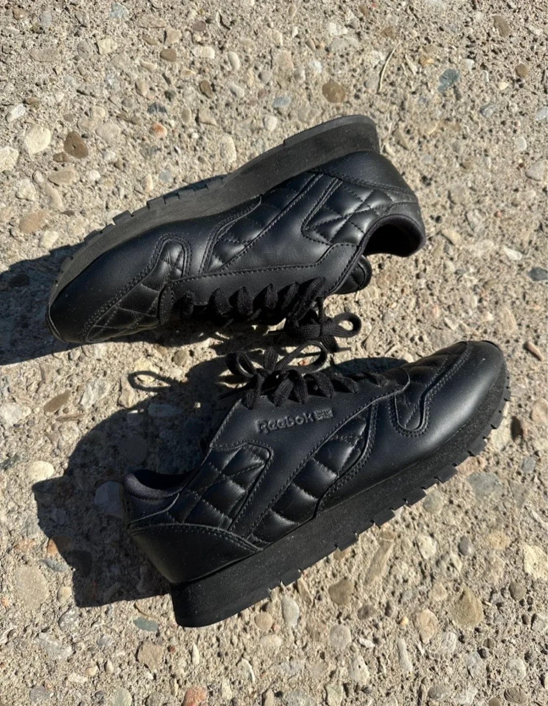 Reebok Classic Leather Quilted Black Sneakers thumbnail