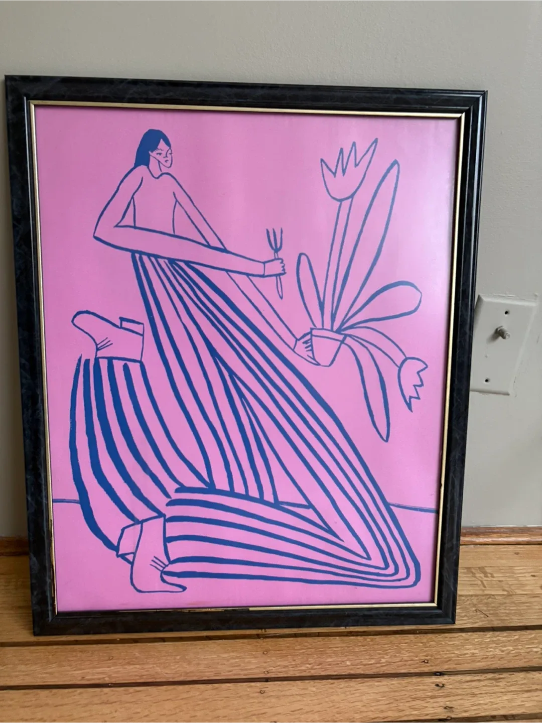 Framed Pink and Blue Art Print🥕 thumbnail