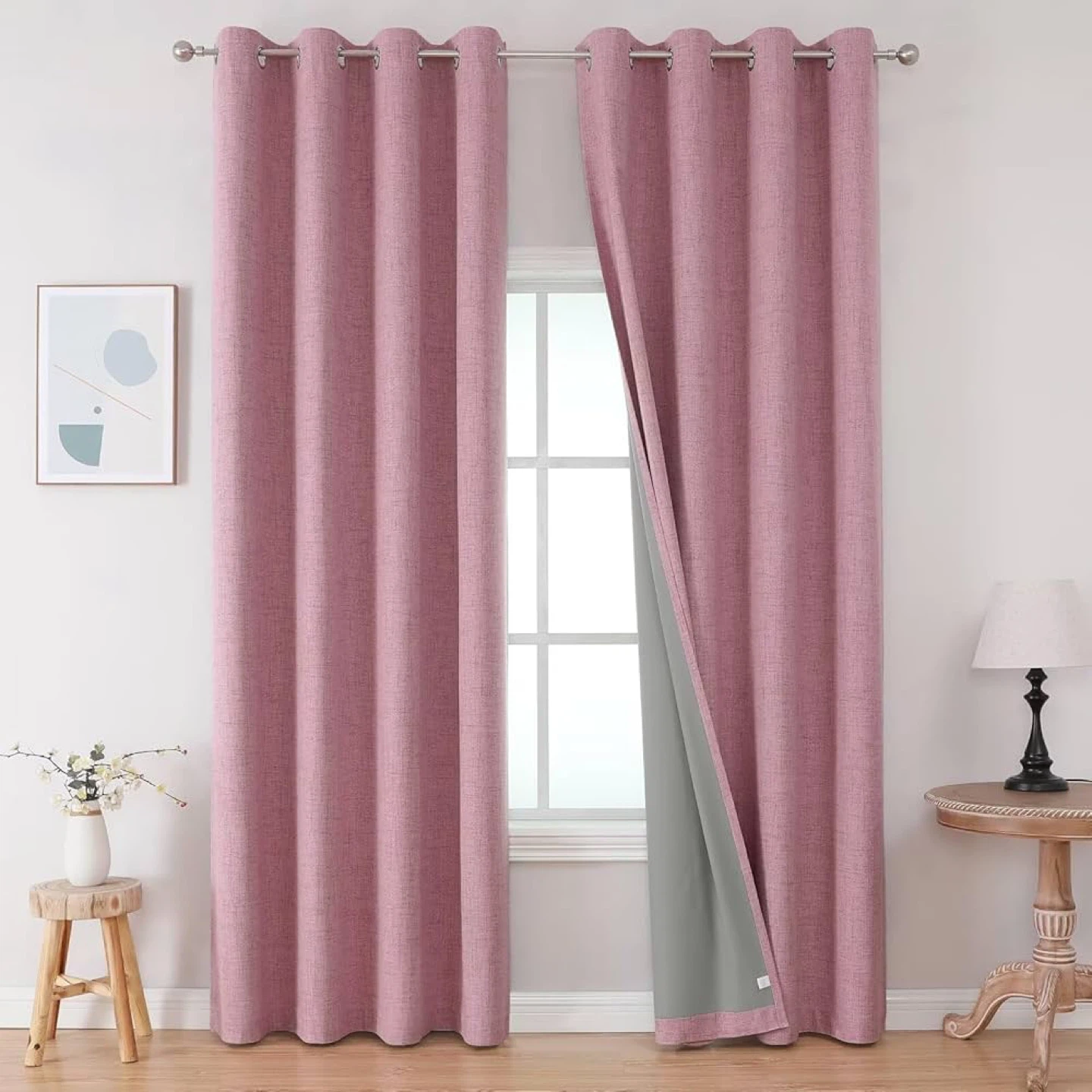 New Faux Linen Grommet Top Blackout Curtain 52x90