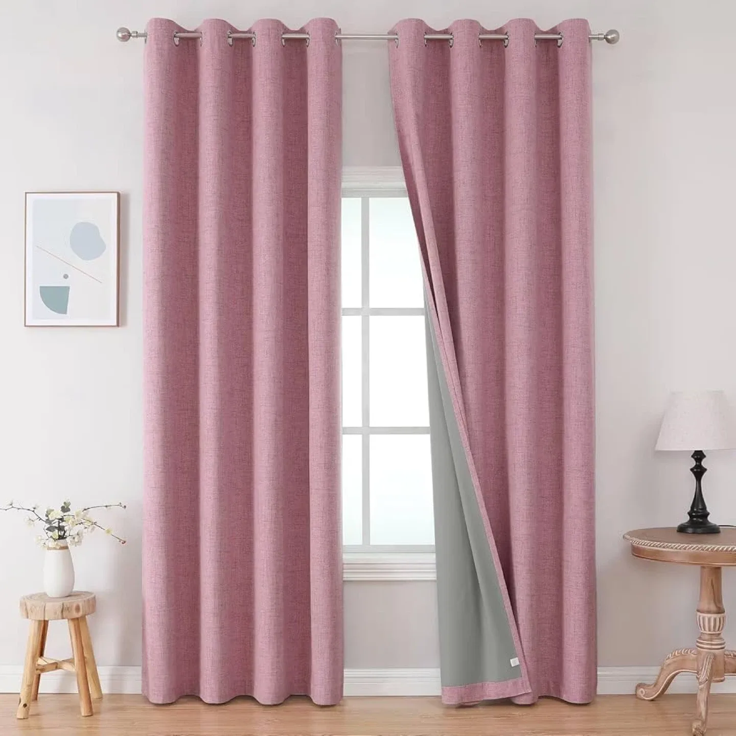 New Faux Linen Grommet Top Blackout Curtain 52x90 thumbnail