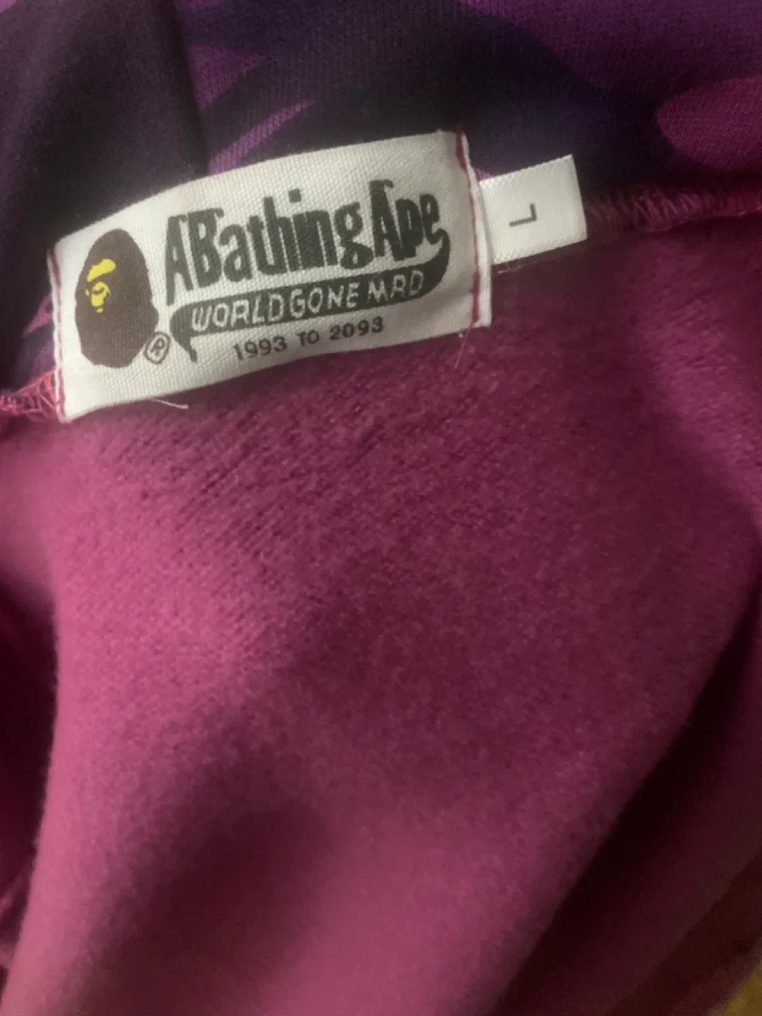 A Bathing Ape Purple Camo Hoodie - Size L image indicator(3)