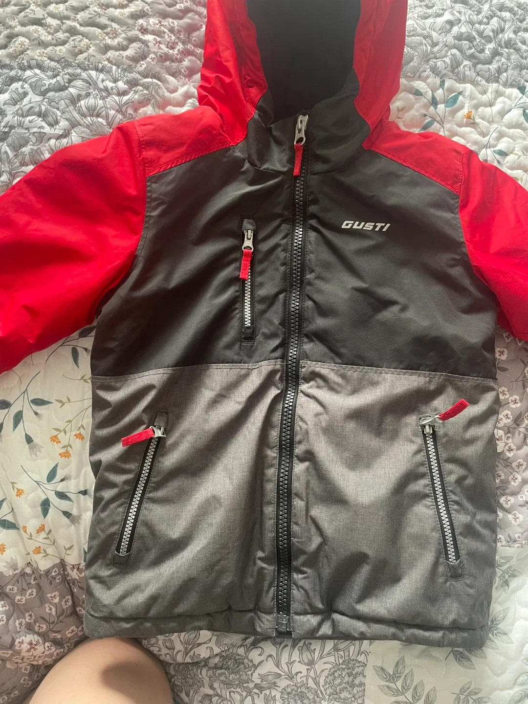 Gusti Red & Grey Winter Jacket image indicator(4)