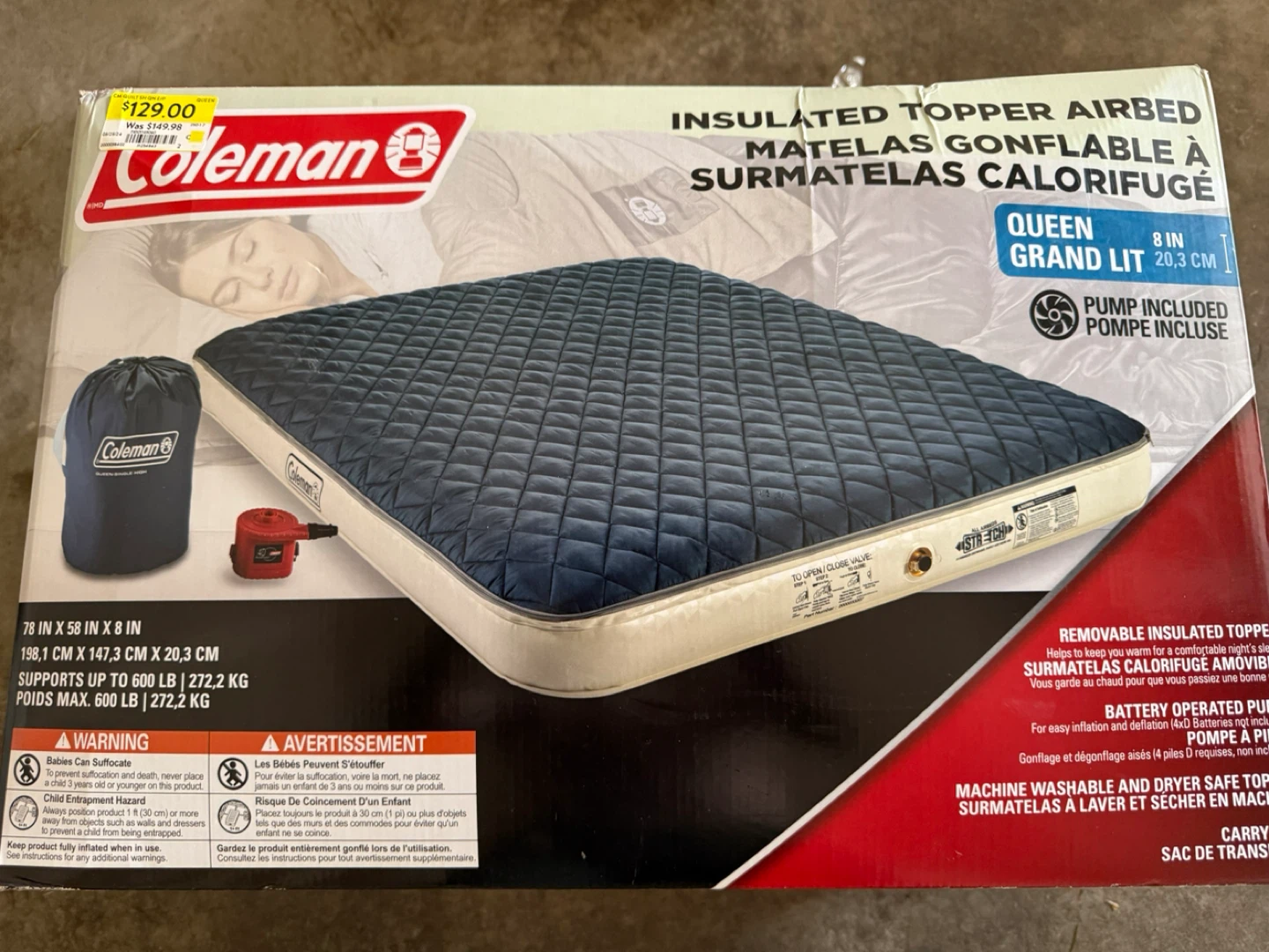 Coleman Queen Insulated Airbed Topper - New in Box!