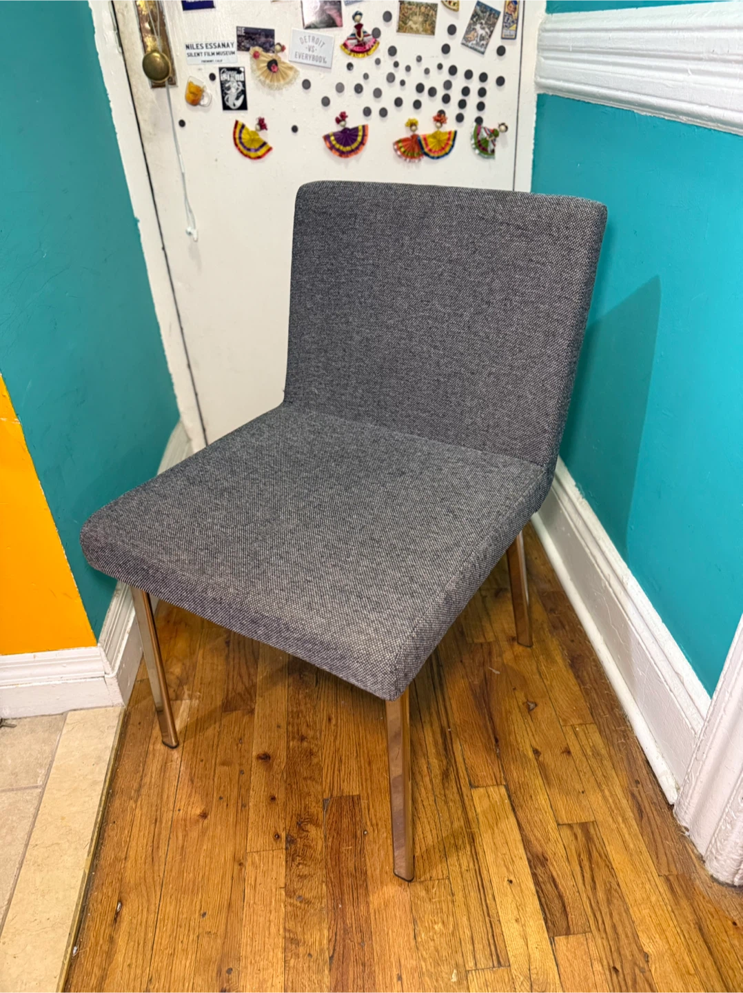 CB2 “Joe” Gray Upholstered Dining Chair