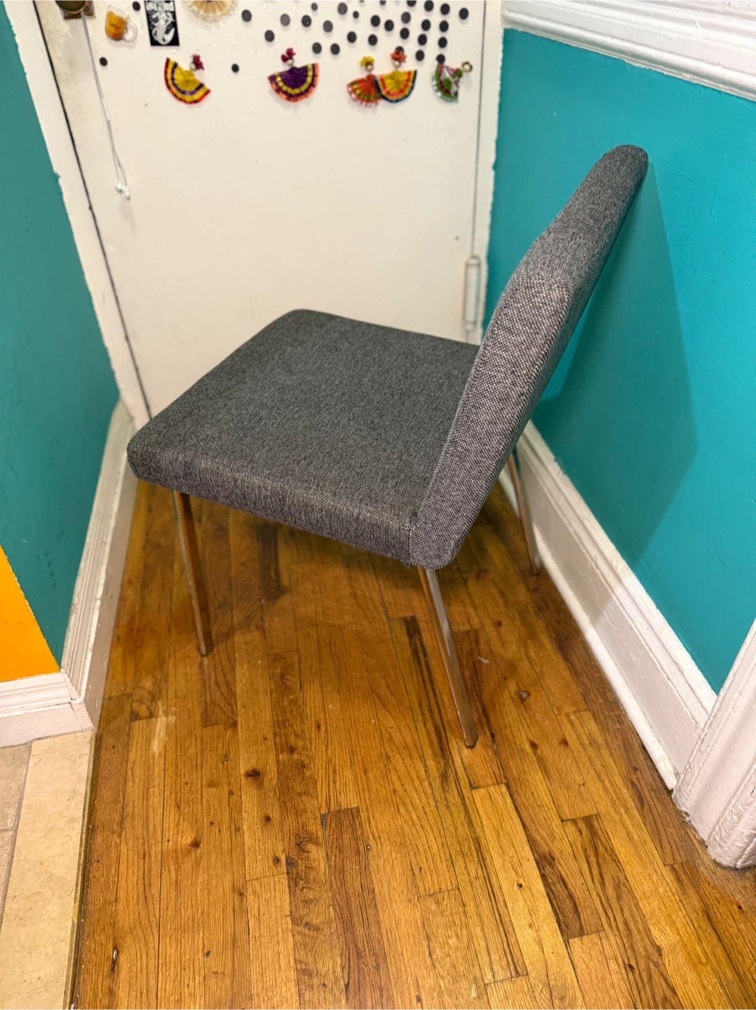 CB2 “Joe” Gray Upholstered Dining Chair - photo 3
