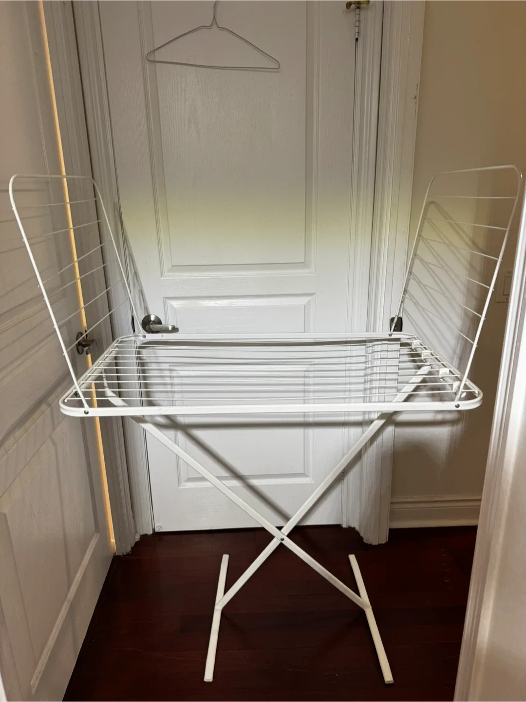 White Metal Folding Clothes Drying Rack thumbnail