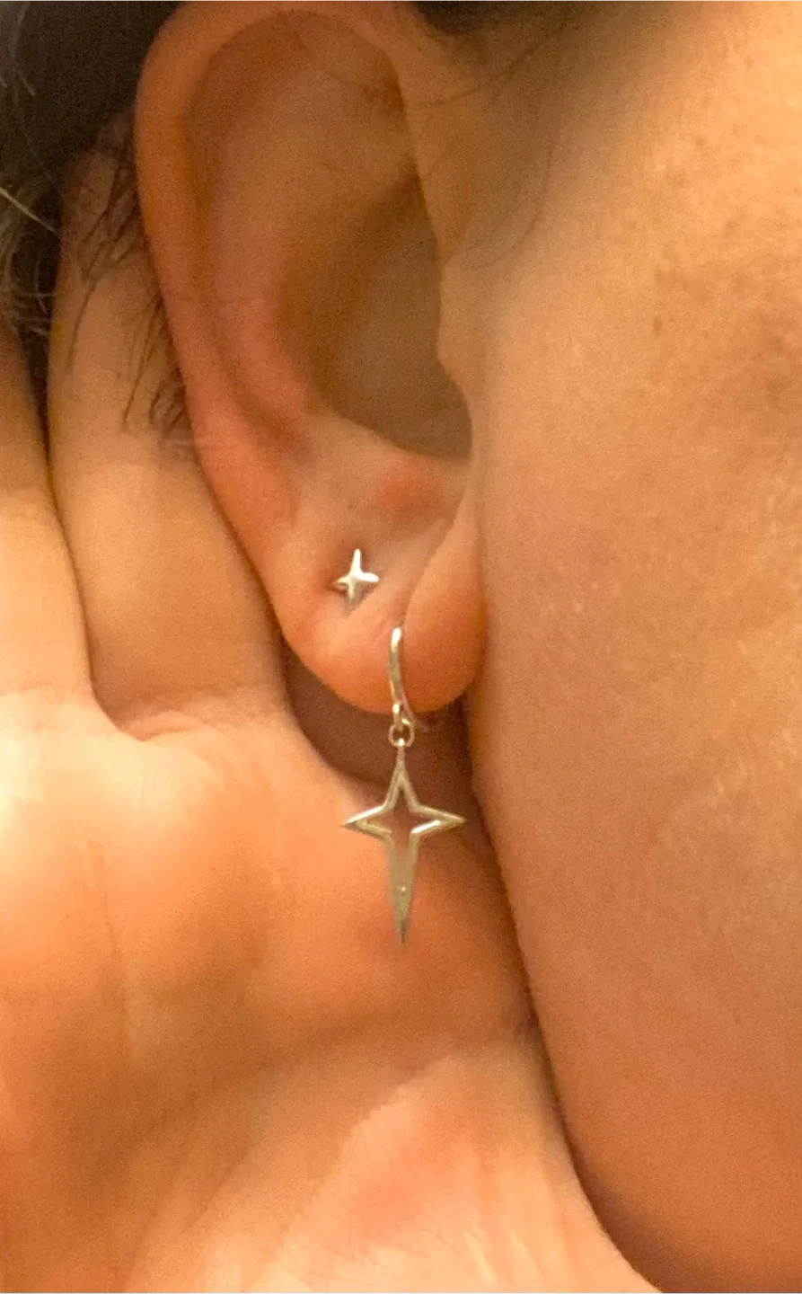 Star ⭐️ 925 Silver Earrings Set ( for double pierced ears ) image indicator(5)