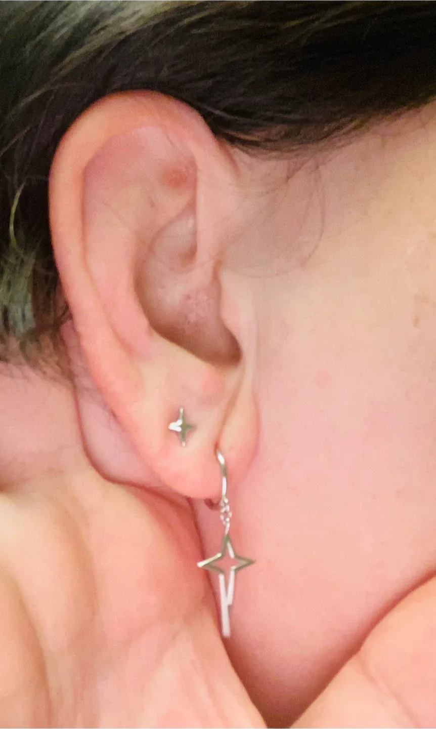 Star ⭐️ 925 Silver Earrings Set ( for double pierced ears ) image indicator(6)