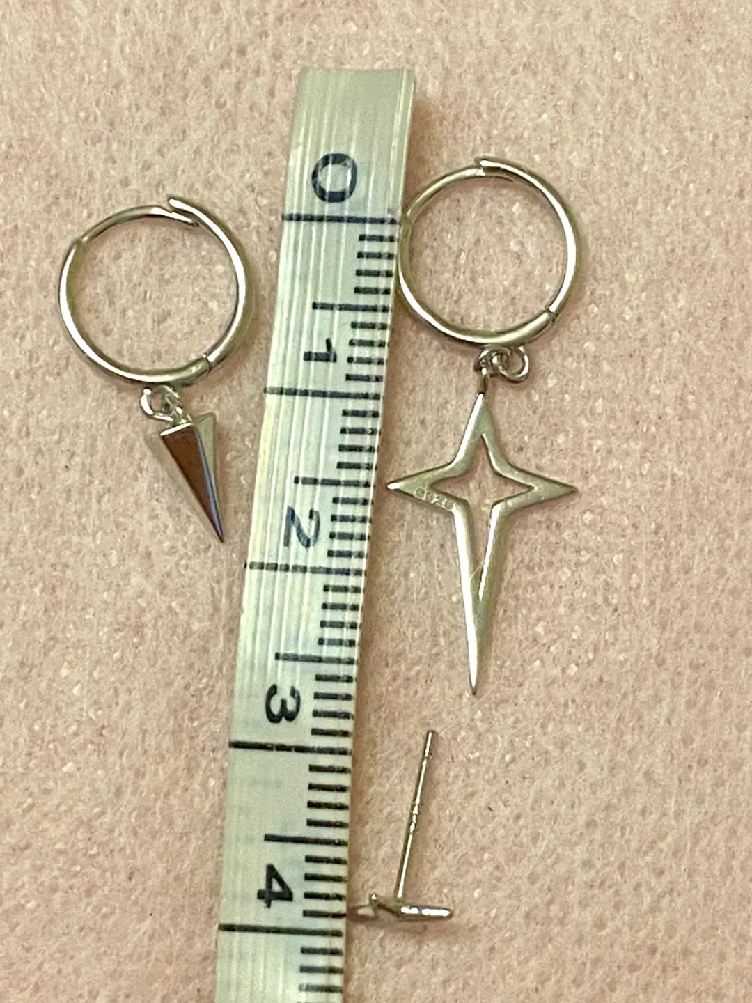 Star ⭐️ 925 Silver Earrings Set ( for double pierced ears ) image indicator(7)