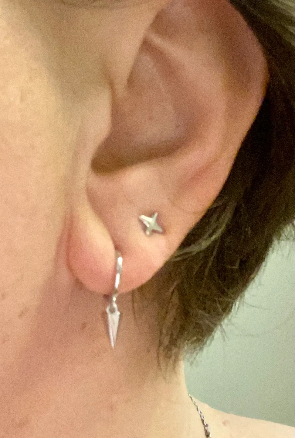 Star ⭐️ 925 Silver Earrings Set ( for double pierced ears ) image indicator(3)