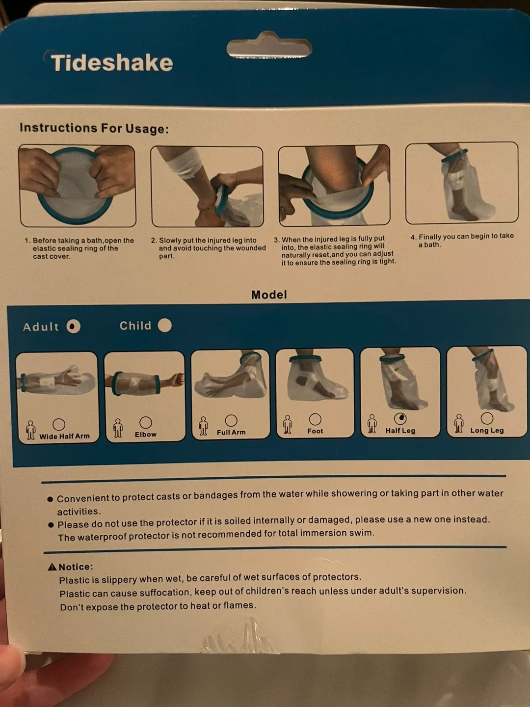 Tideshake Waterproof Cast/Dressing Cover - Adult image indicator(2)