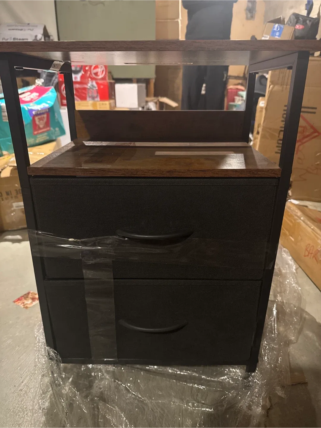 Nightstand with 2 Drawers - Brown & Black thumbnail