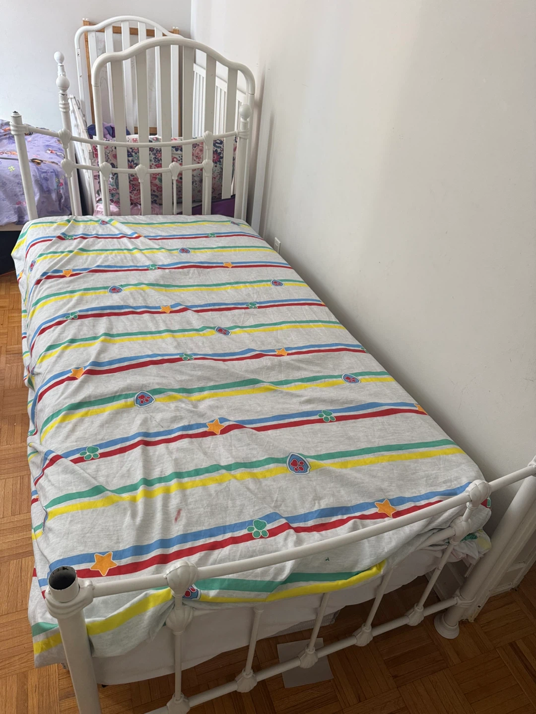 White Metal Single Bed Frame