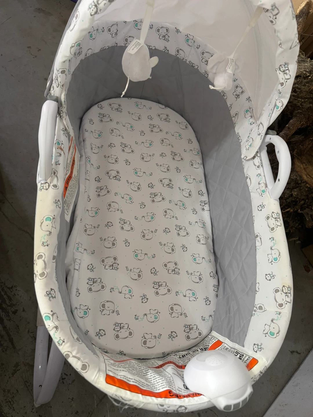 Baby Bassinet with Elephant Print