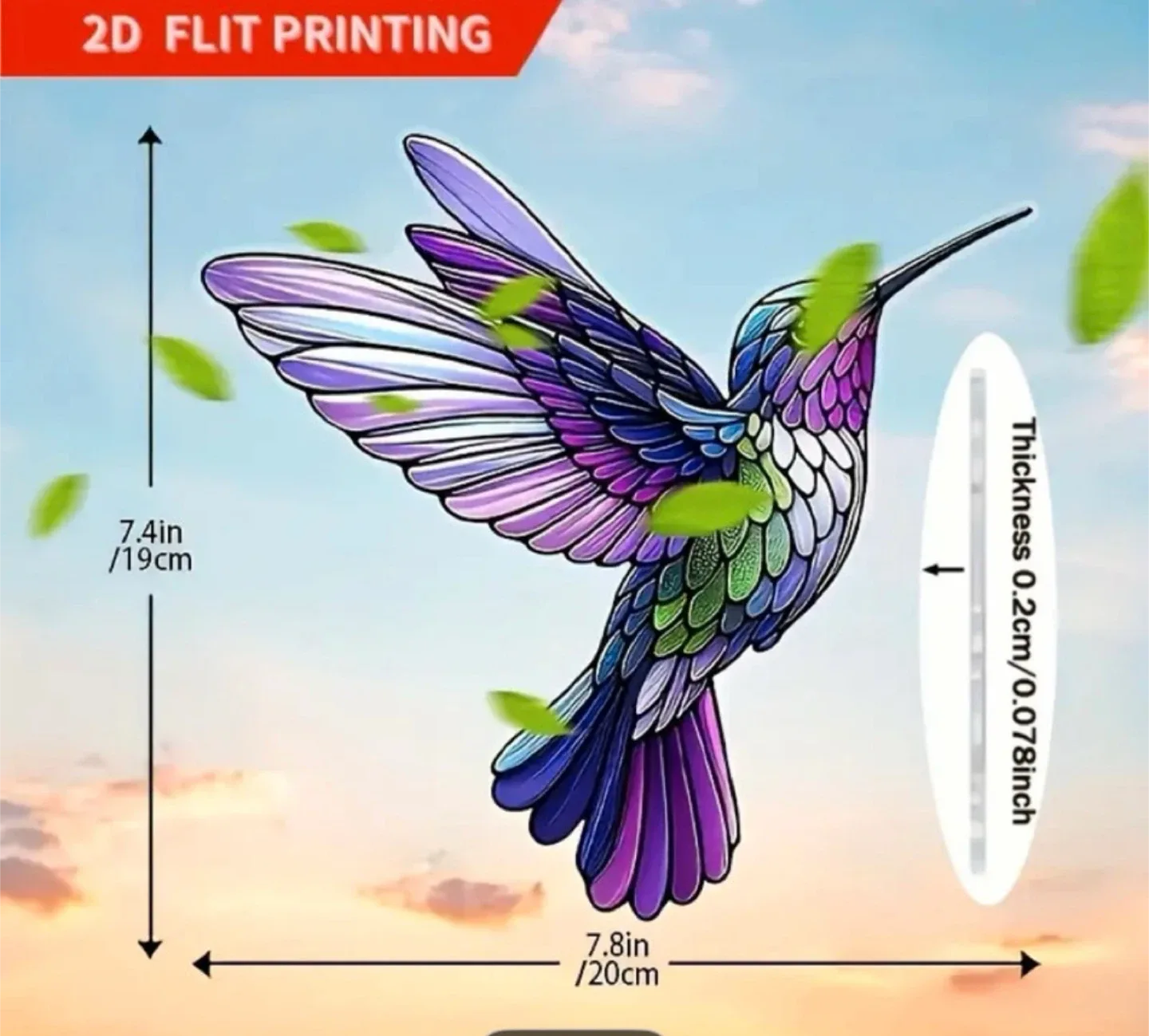 2D acrylic sun catcher, hummingbird, new image indicator(3)