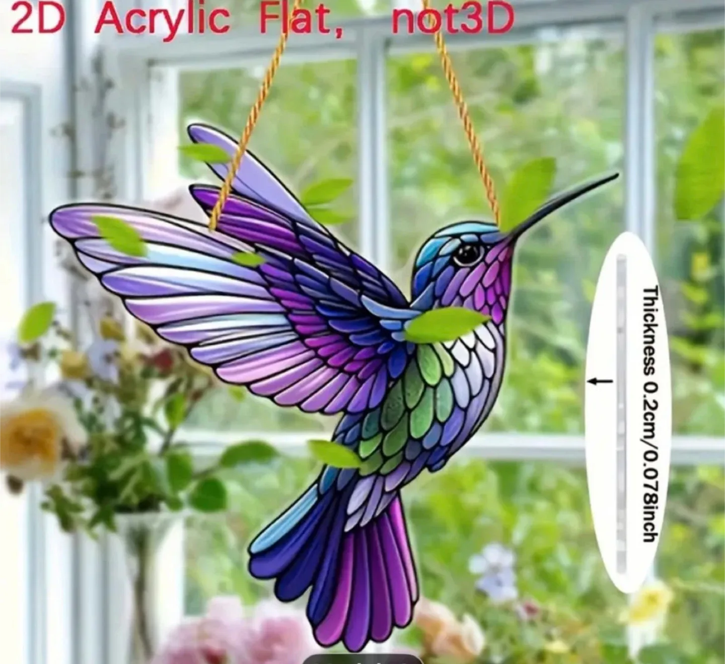 2D acrylic sun catcher, hummingbird, new image indicator(2)