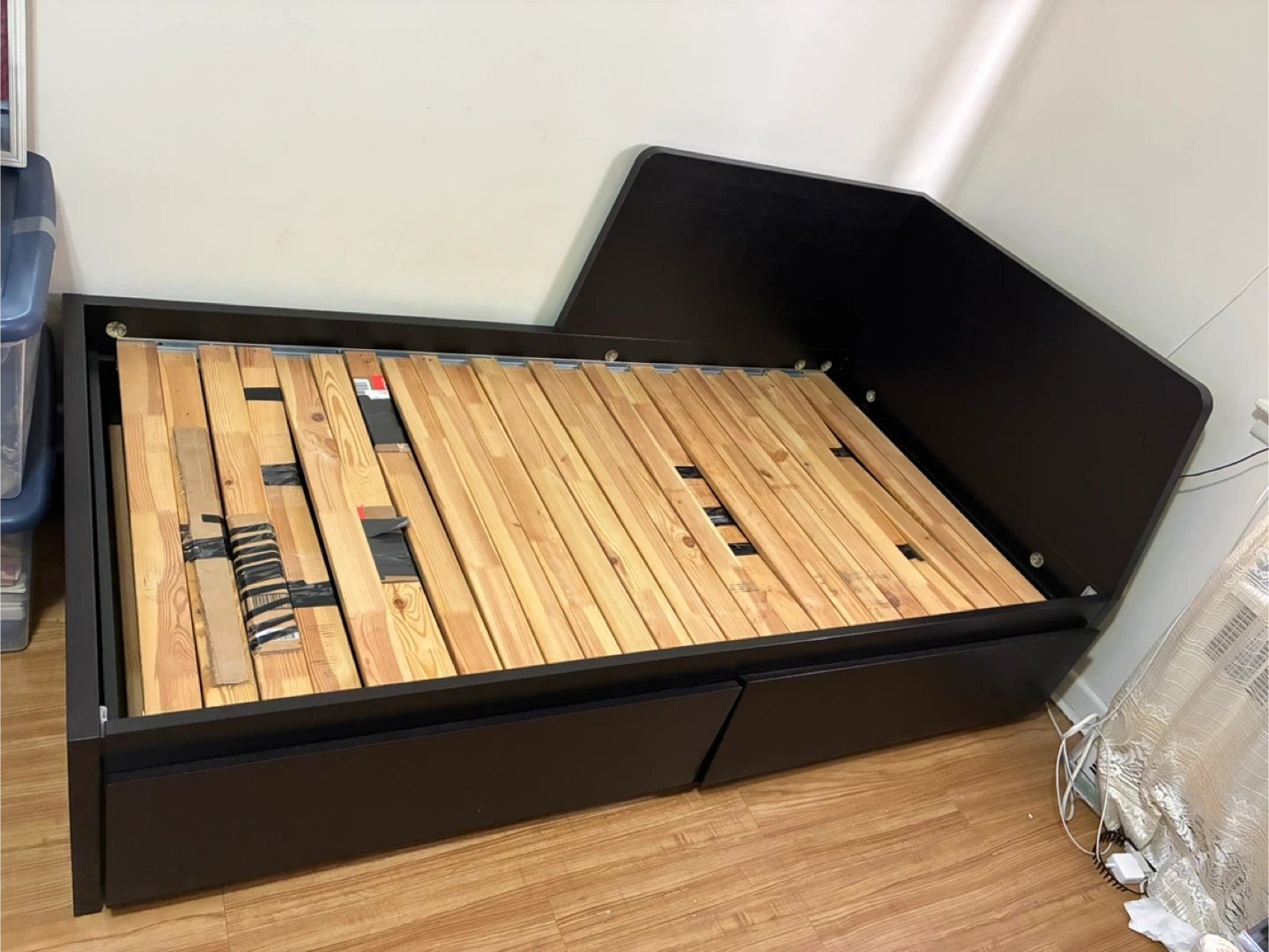 Black Bed Frame with Slats
