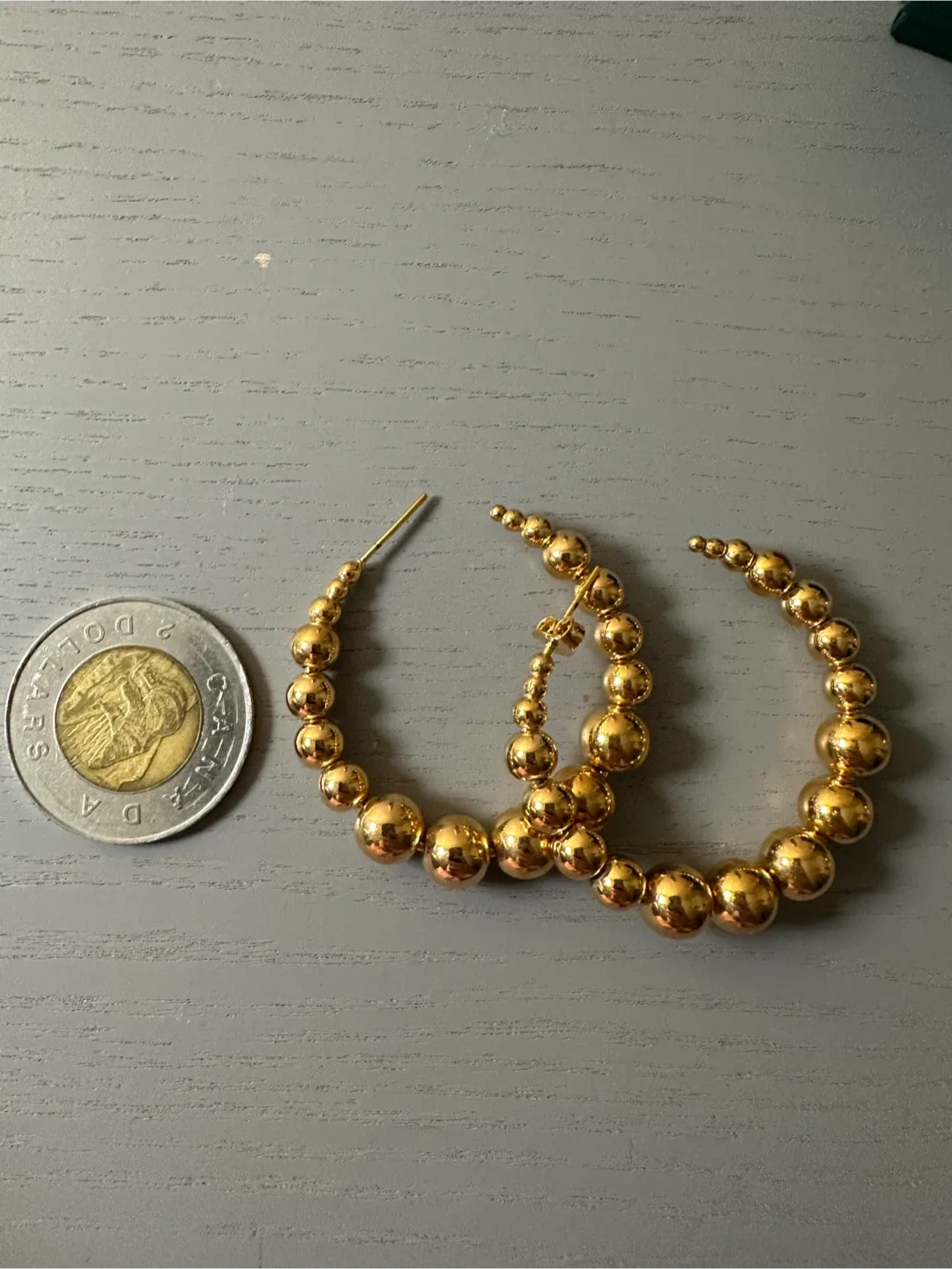 Gold Beaded Hoop Earrings thumbnail