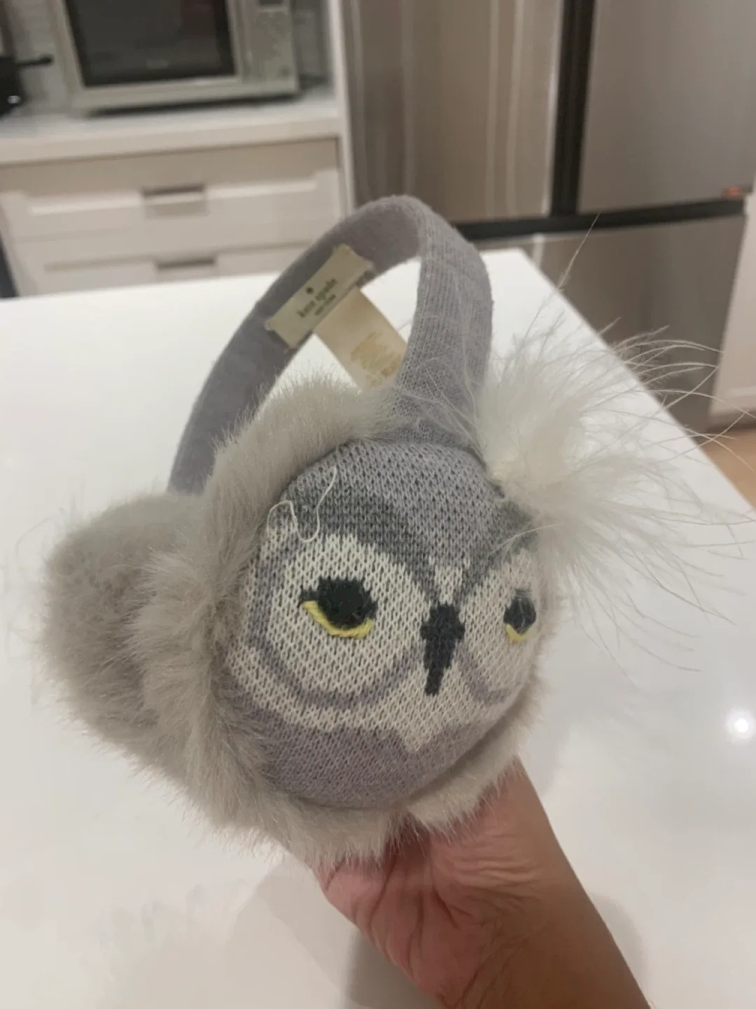 🦉 Preloved Kate Spade Owl Earmuffs - Grey 🦉 thumbnail