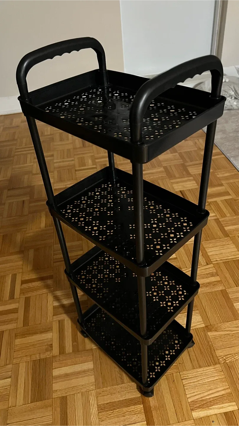 Black 4-Tier Rolling Cart