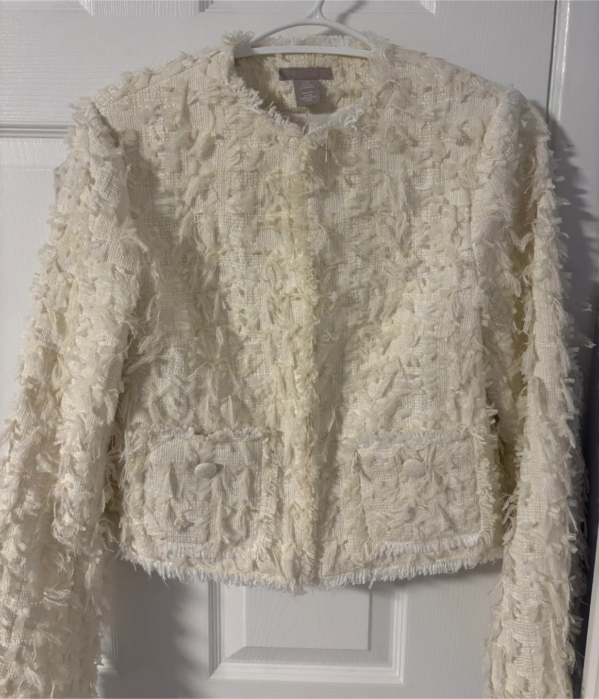 H&M Cream Tweed Jacket - Size XS
