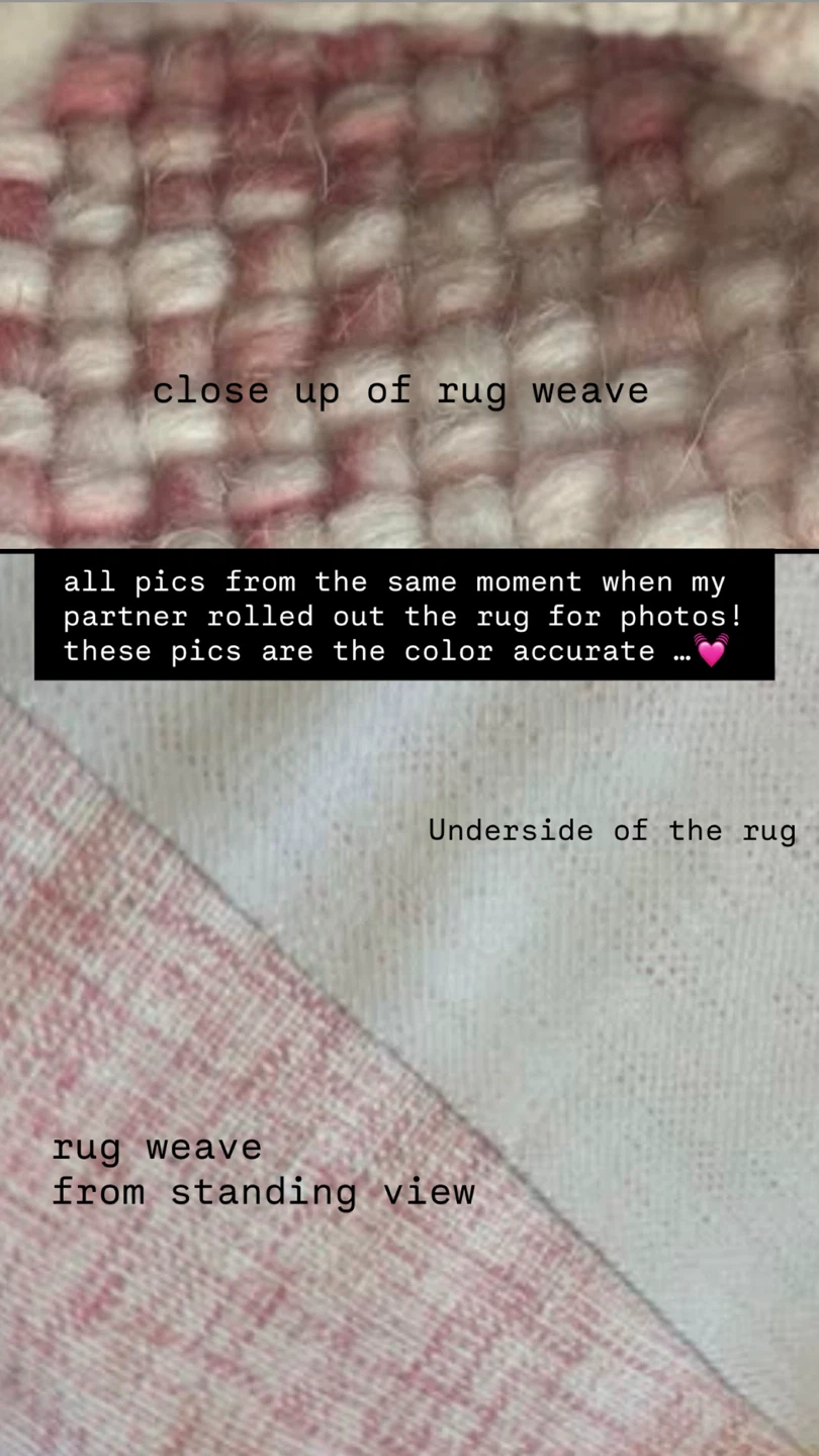 NEW! West Elm Pink+White Heathered Basketweave Wool Rug