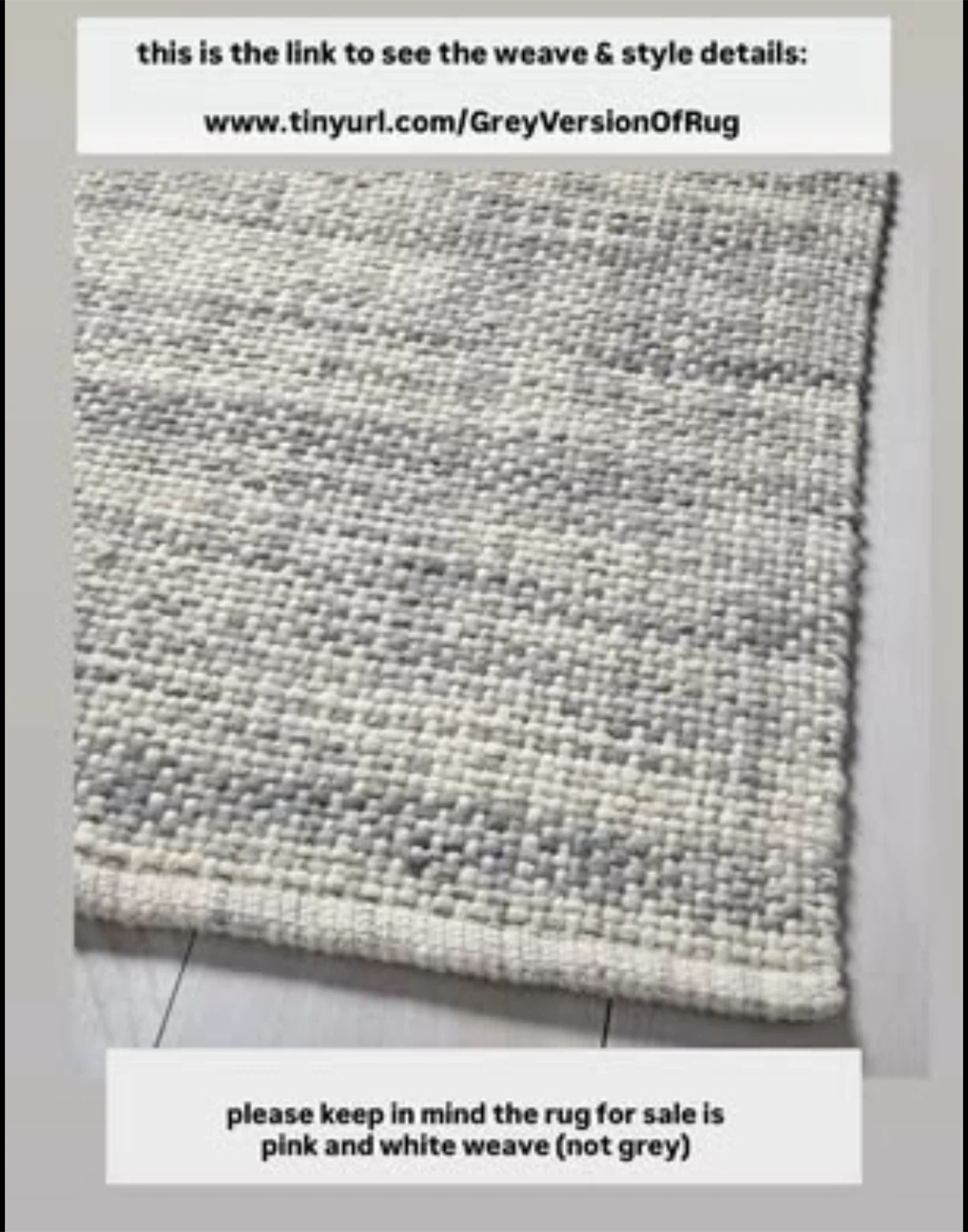 NEW! West Elm Pink+White Heathered Basketweave Wool Rug - photo 5