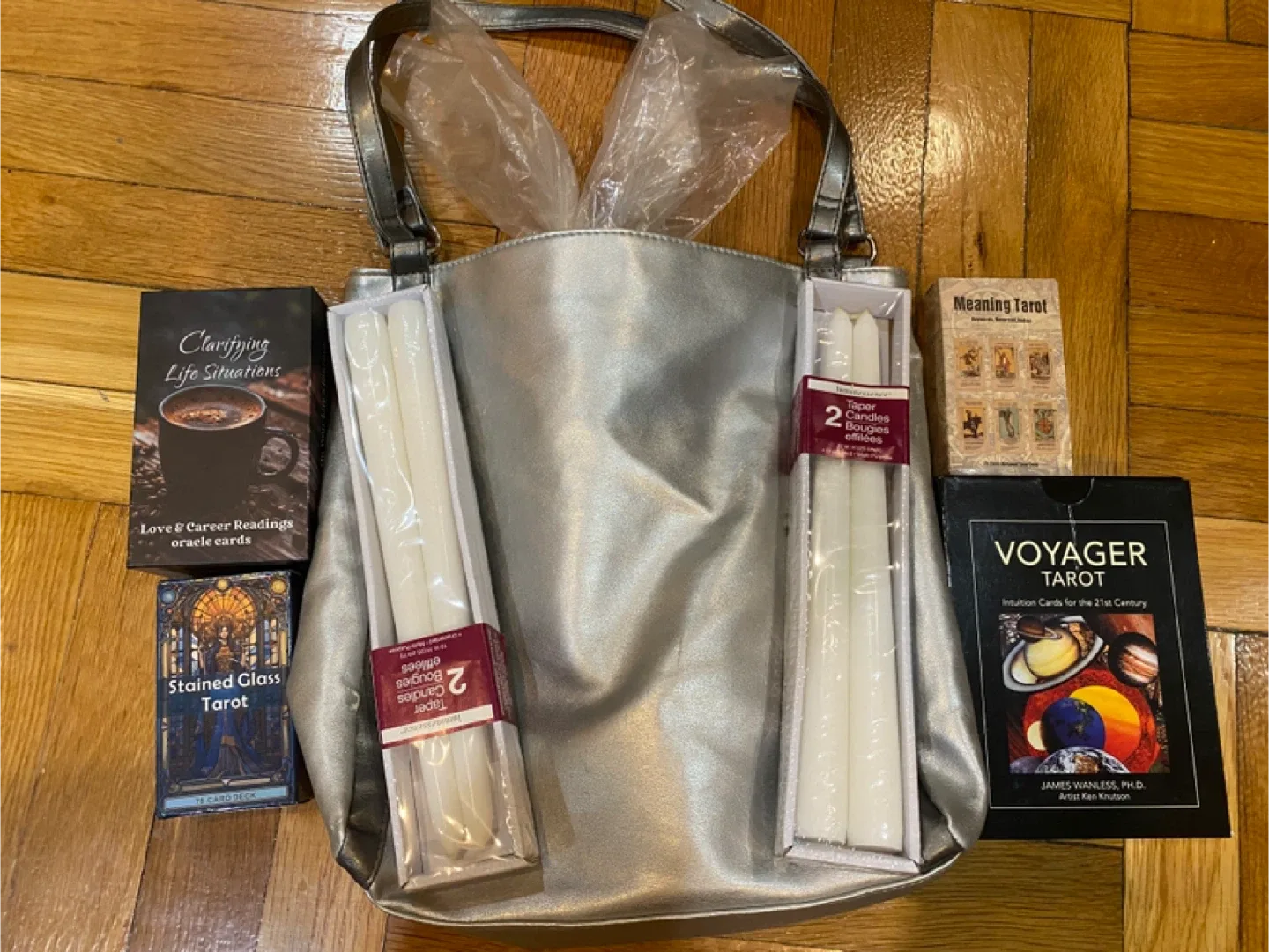 Candles, Tarot Cards & spiritual Silver Tote Bag thumbnail