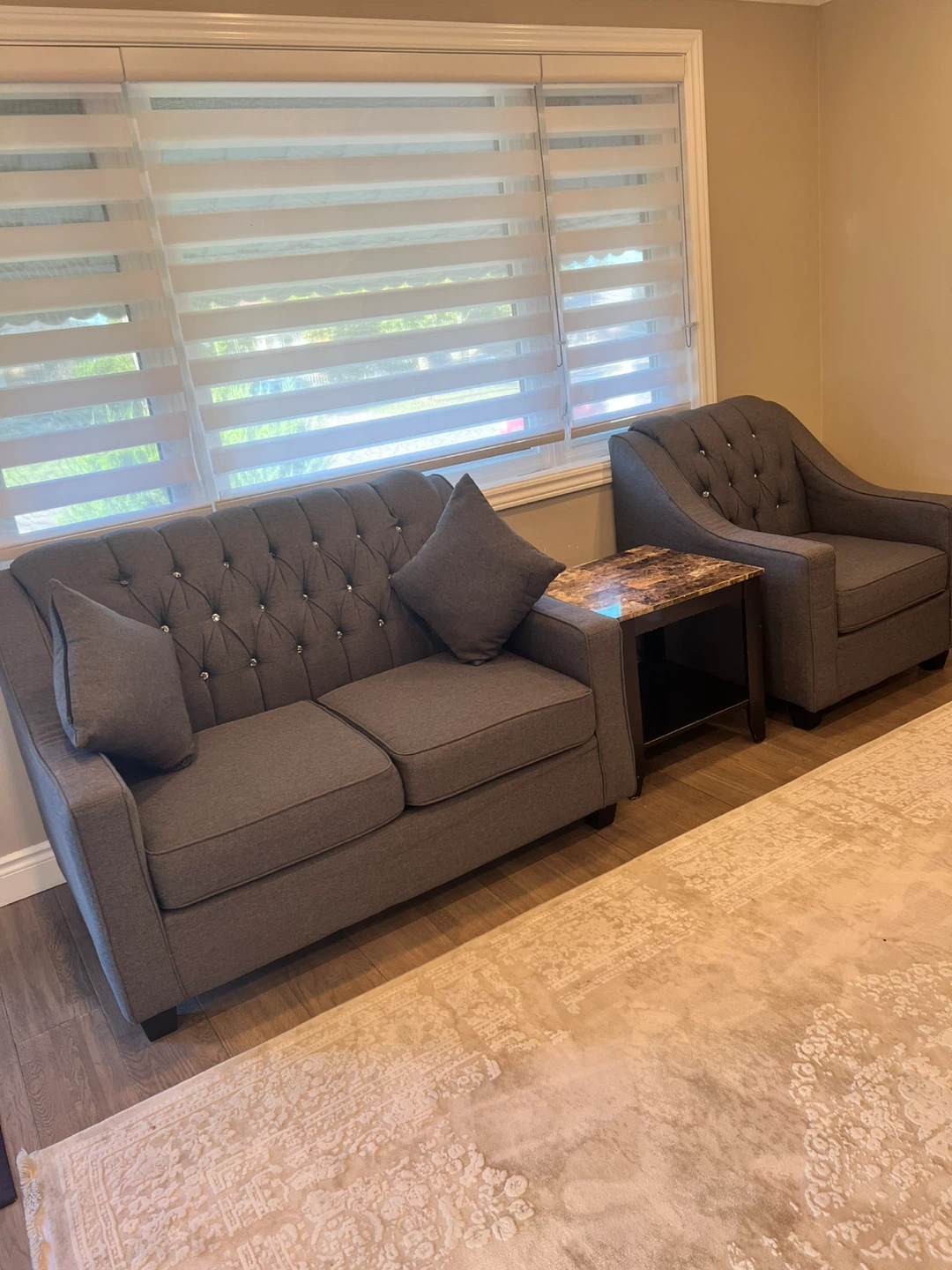 Grey Loveseat, Chair, and Sofa Set - photo 2
