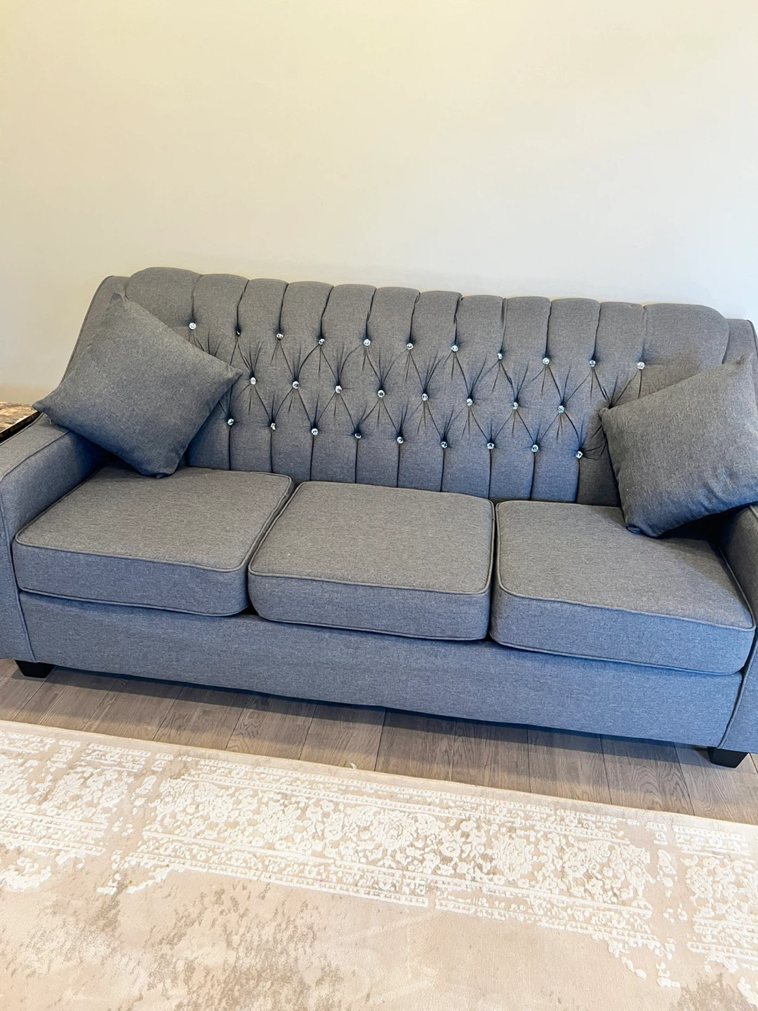 Grey Loveseat, Chair, and Sofa Set