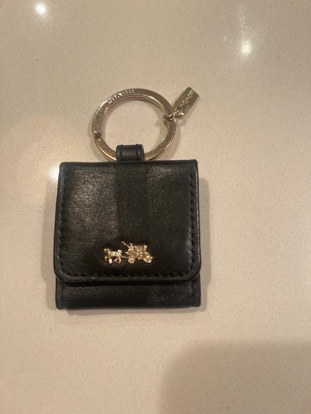 Coach Black Leather Keychain - photo 3