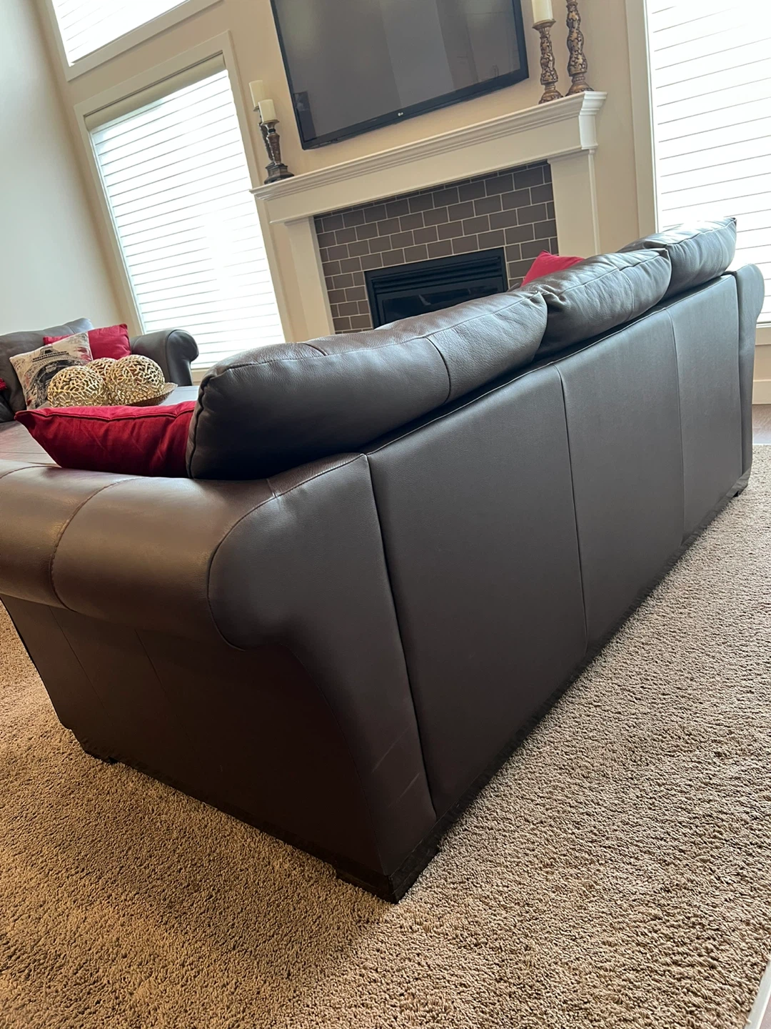 3-Seater Dark Brown Leather Sofa - photo 5