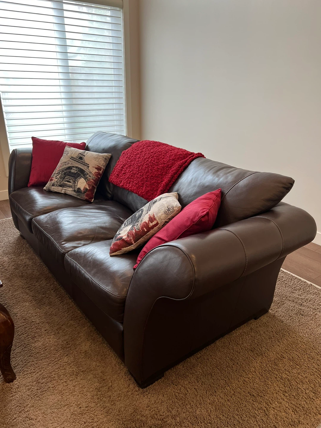 3-Seater Dark Brown Leather Sofa - photo 4