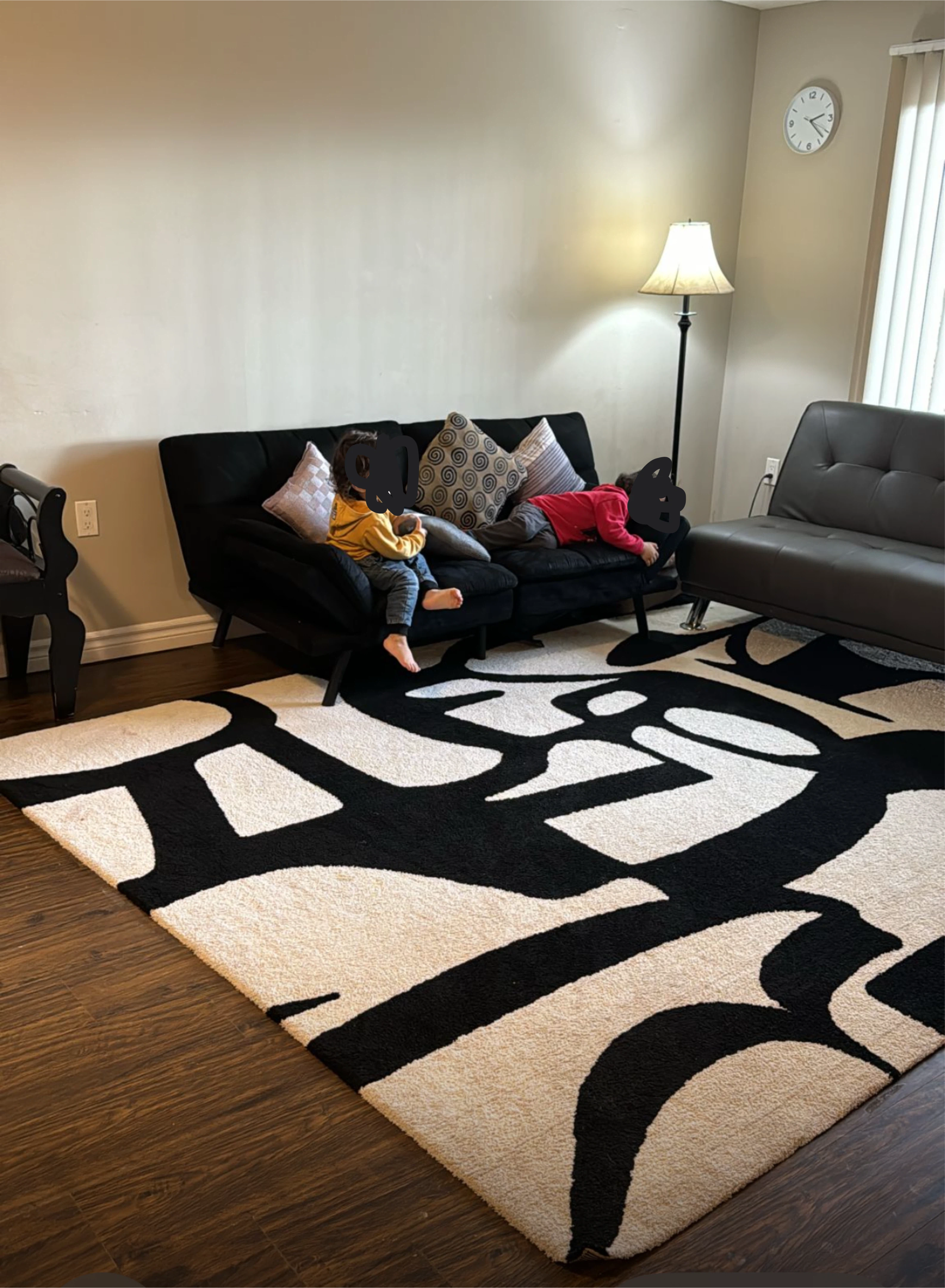 Black and White Patterned Area Rug