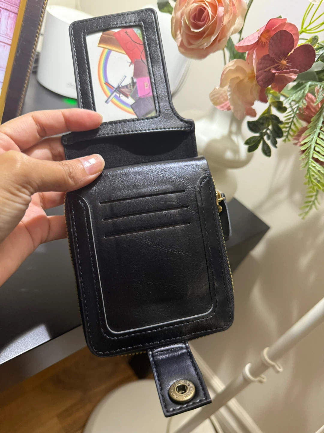 Black Bi-fold Wallet with Zipper - photo 5