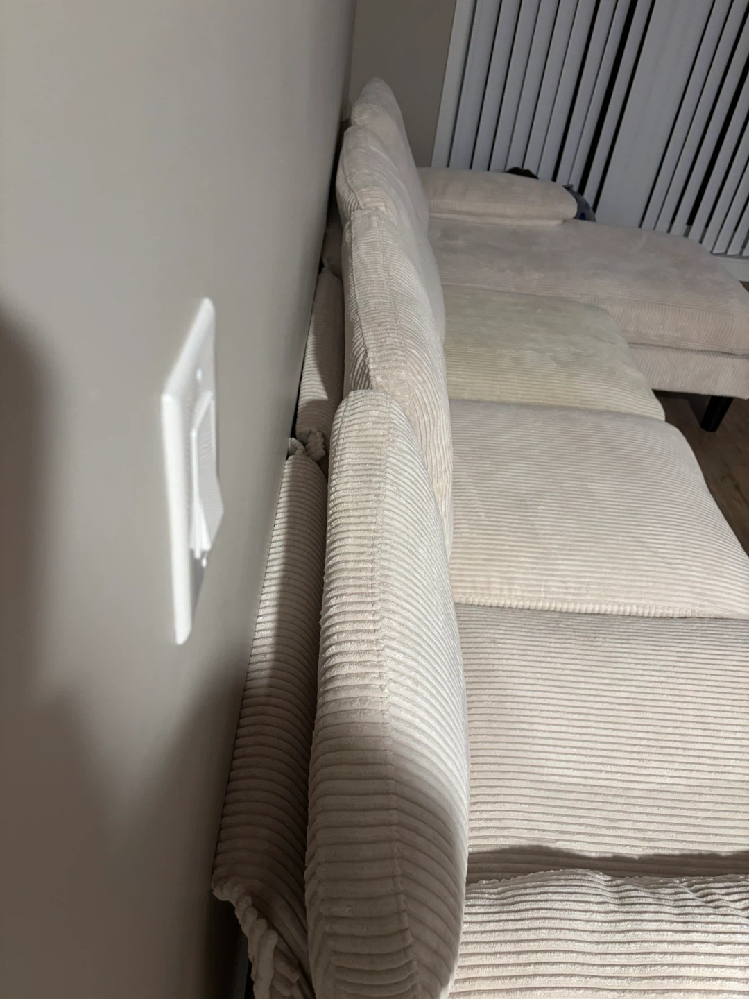 Beige Corduroy Sectional Sofa