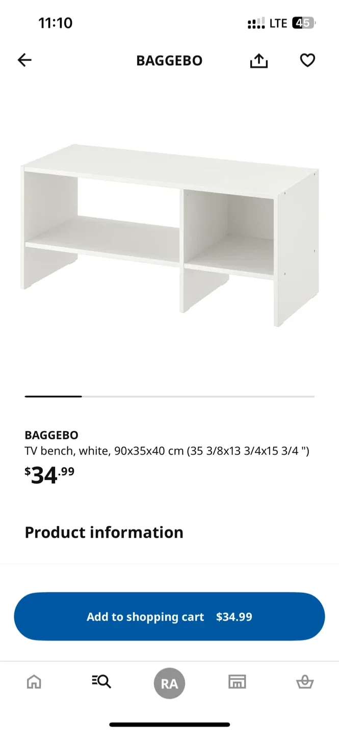 IKEA BAGGEBO TV Bench - White thumbnail