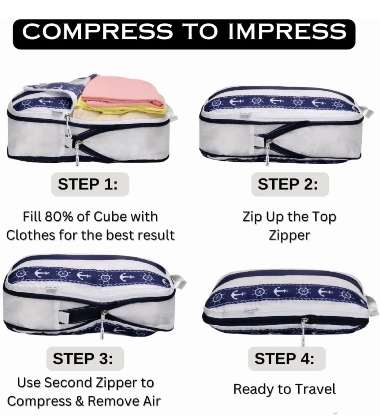 Compression Packing Cubes 6-Piece Set save Luggage space - photo 5