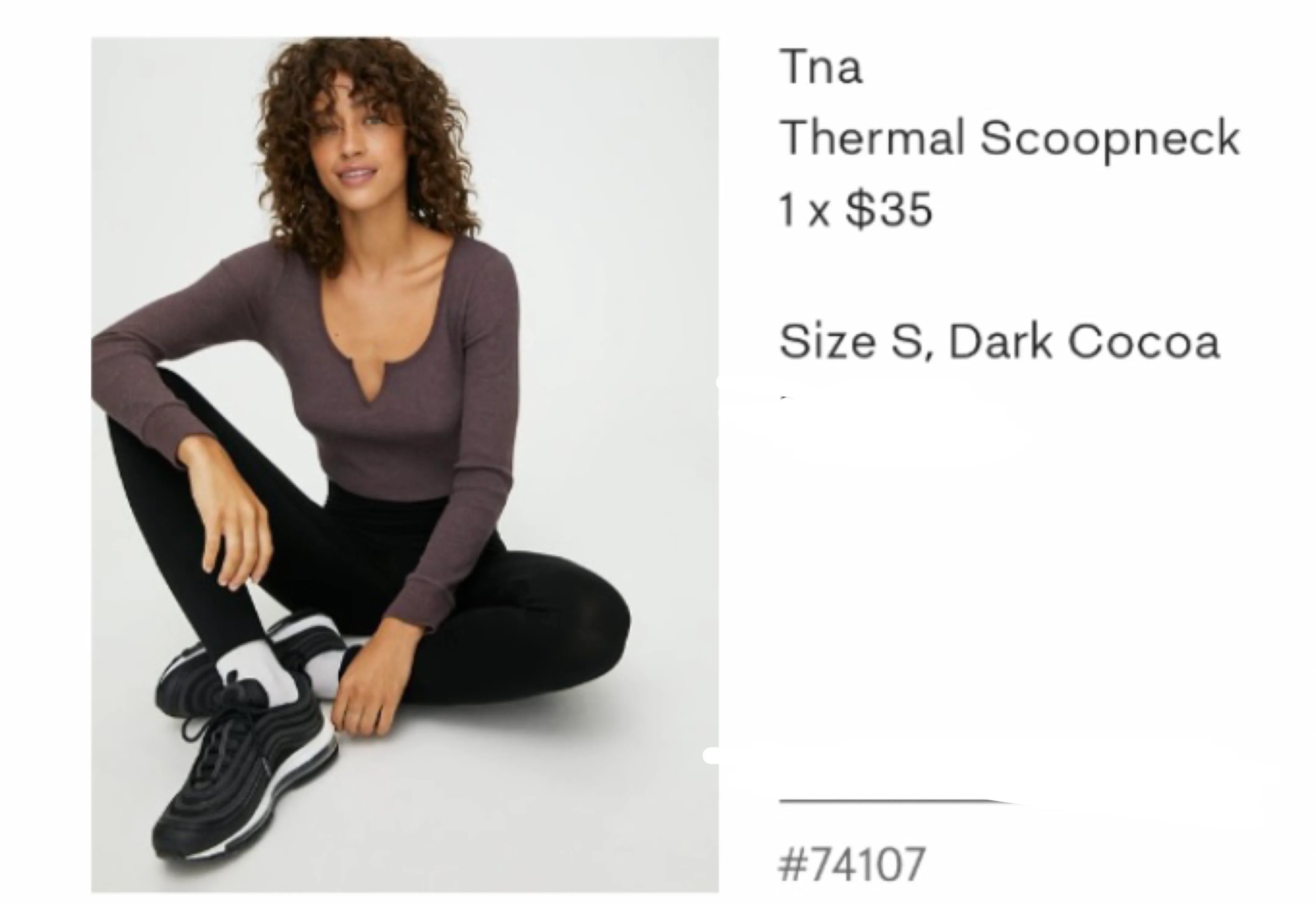 Tna Thermal Scoopneck Top - Size M thumbnail