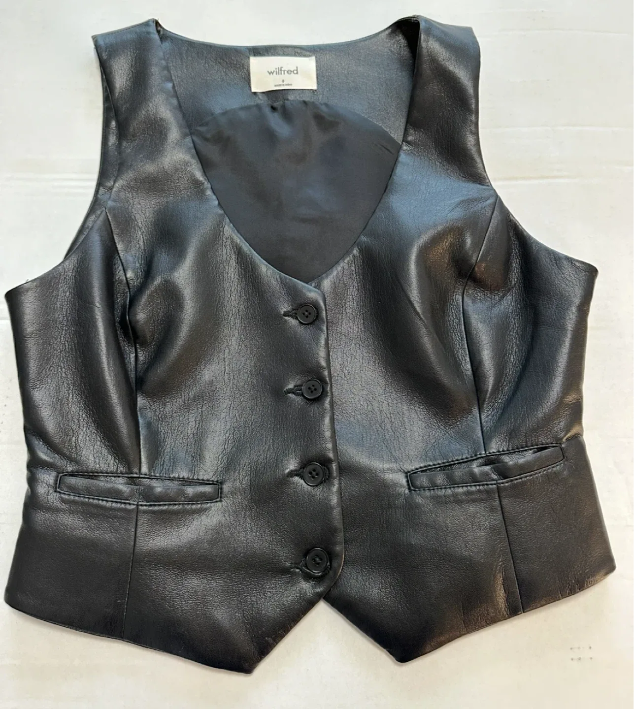 Wilfred Black Faux Leather Vest - Size 8 thumbnail