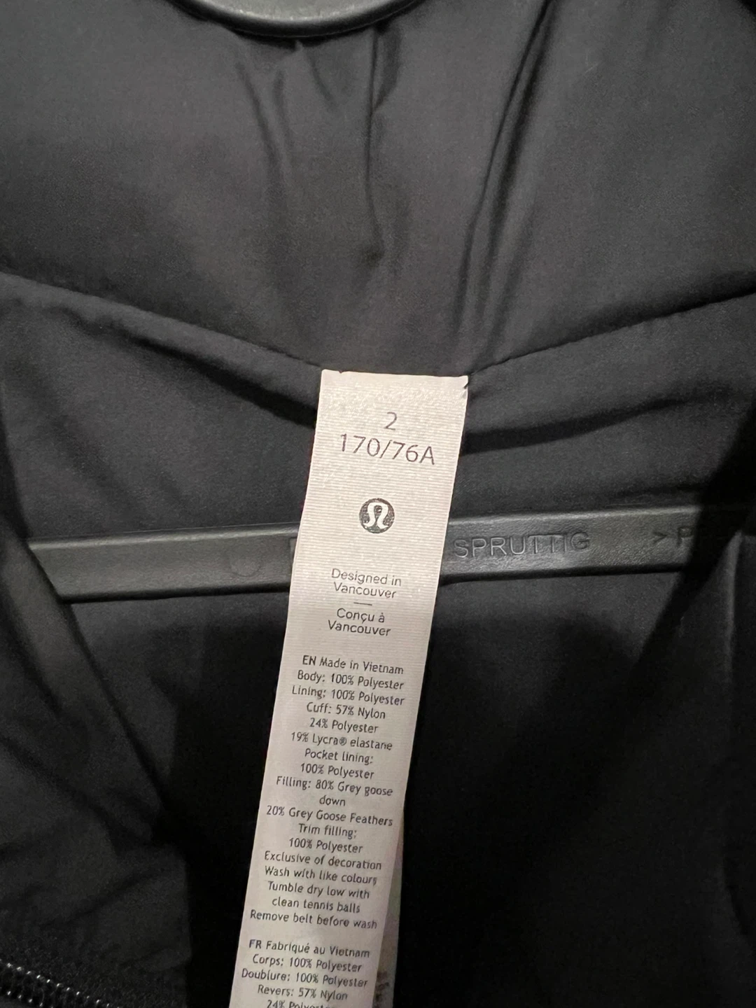 Lululemon Wunder Puff Long Jacket - Black, Size 2 - photo 3
